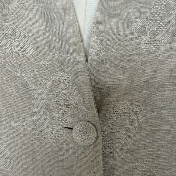 Eileen Fisher Linen Jacquard Embroidered Minimalist Long Jacket / Coat - L - Picture 3 of 16